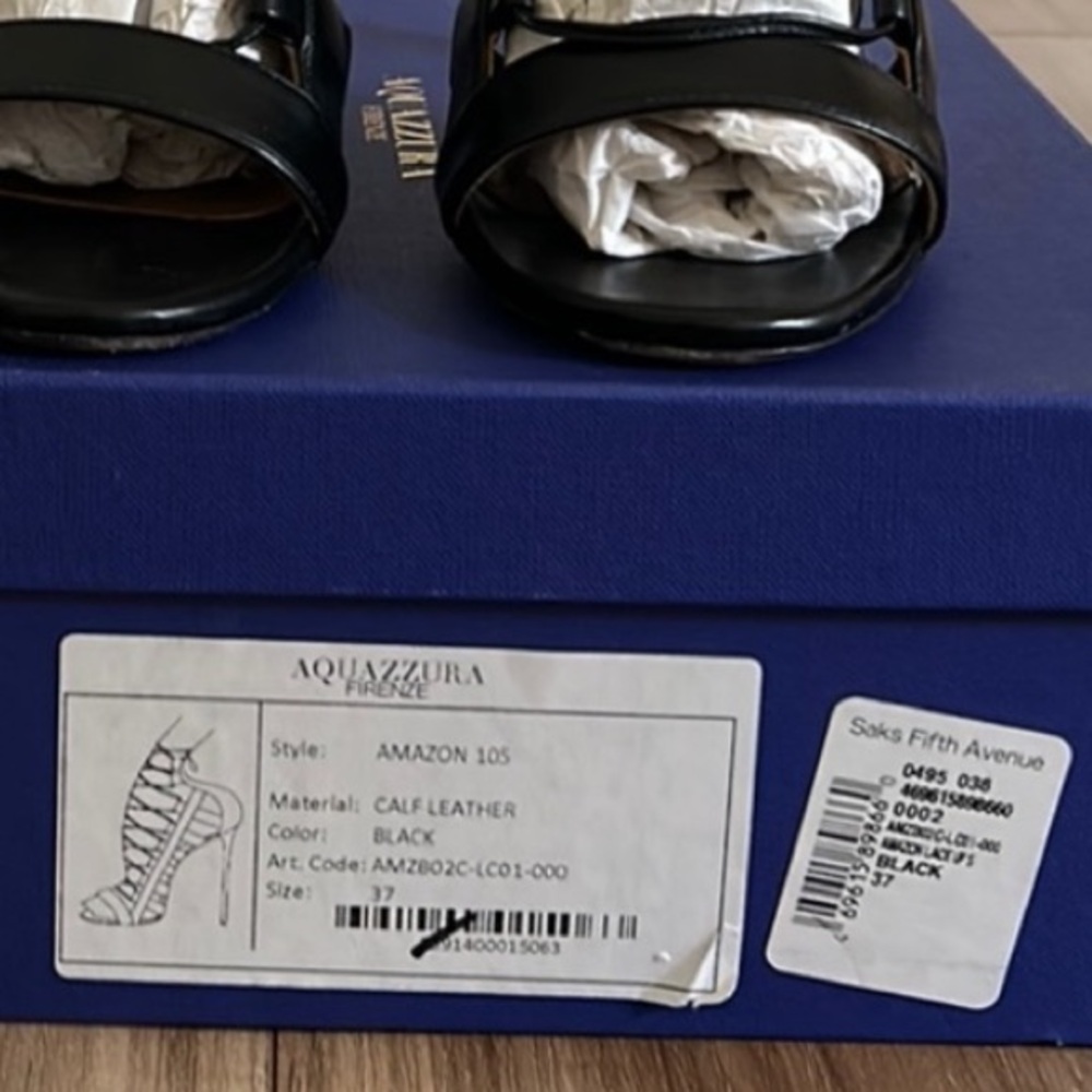 Aquazzura “Amazon 105” Black Lace-Up Gladiator Heels - Picture 2 of 4